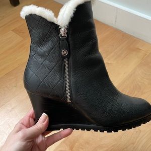 Michael Kors whitaker leather wedge bootie